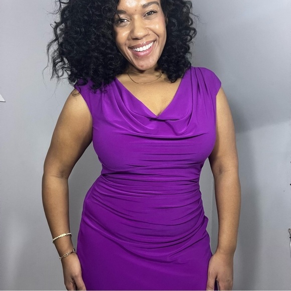 Ralph Lauren purple bodycon jersey knit dress business casual everyday normcore - Picture 11 of 11